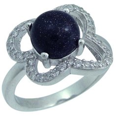 Balex Кольцо 1405937412 из серебра 925 пробы с авантюрином реконструированным и фианитом, размер 18