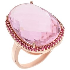 Balex Кольцо 1410931433 из серебра 925 пробы с морганитом синтетическим и фианитом, размер 16.5