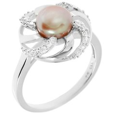 Balex Кольцо 1454930071 из серебра 925 пробы с жемчугом культивированным и фианитом, размер 19
