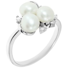 Balex Кольцо 1433930252 из серебра 925 пробы с жемчугом культивированным и фианитом, размер 20