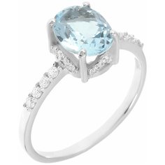 Balex Кольцо 1410931462 из серебра 925 пробы с топазом голубым природным и фианитом, размер 17.5