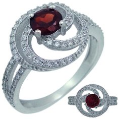 Balex Кольцо 1405937514 из серебра 925 пробы с гранатом природным и фианитом, размер 17