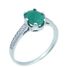 Balex Кольцо 1405937353 из серебра 925 пробы с изумрудом бериллом и фианитом, размер 18.5