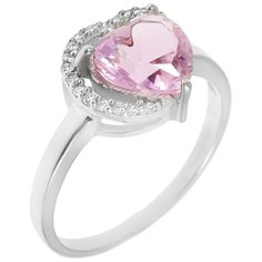 Balex Кольцо 1410931417 из серебра 925 пробы с морганитом синтетическим и фианитом, размер 16.5