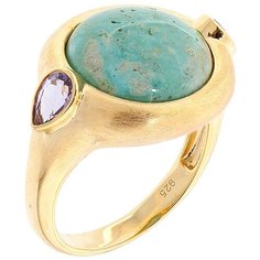 Balex Кольцо 1429930095 из серебра 925 пробы с бирюзой и аметистом природным, размер 17