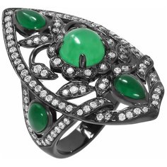 Balex Кольцо 1430930034 из серебра 925 пробы с жадеитом и фианитом, размер 18