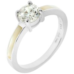 Balex Кольцо 1424920265 из серебра 925 пробы с фианитом и перламутром, размер 17