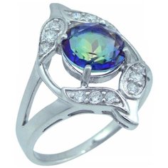 Balex Кольцо 1405937362 из серебра 925 пробы с мистик кварцем природным и фианитом, размер 20