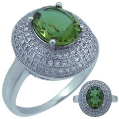 Balex Кольцо 1405937509 из серебра 925 пробы с султанитом синтетическим и фианитом, размер 17