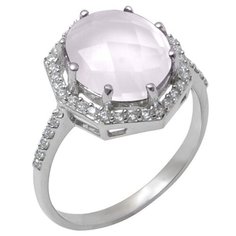 Balex Кольцо 1410931643 из серебра 925 пробы с розовым кварцем природным и фианитом, размер 17.5