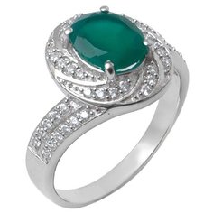 Balex Кольцо 1410931591 из серебра 925 пробы с хризопразом природным и фианитом, размер 17.5