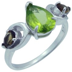 Balex Кольцо 1405937666 из серебра 925 пробы с хризолитом природным и фианитом, размер 18