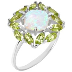 Balex Кольцо 1405937187 из серебра 925 пробы с опалом и хризолитом природным, размер 17.5