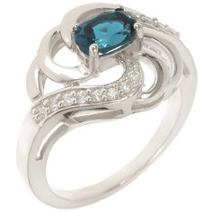 Balex Кольцо 1454930057 из серебра 925 пробы с топазом Лондон и фианитом, размер 17