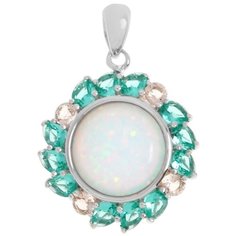 Balex Подвеска 3432930151 из серебра 925 пробы с опалом, аквамарином синтетическим и фианитом