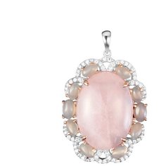 Balex Подвеска 3430930093 из серебра 925 пробы с розовым кварцем природным, агатом природным и фианитом