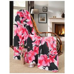 Плед Guten Morgen Орхидеи (ротация), 150 x 200 см, черный/розовый