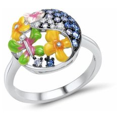 VALTERA Кольцо с фианитами и эмалью 079465, размер 17