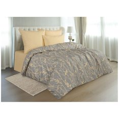 Постельное белье 1.5-спальное Guten Morgen Twigs (929), перкаль, 70 х 70 см, серый/желтый