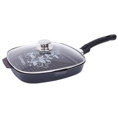 Сковорода-гриль Kukmara Granit Ultra 282а, 28x28 см, с крышкой, съемная ручка, blue