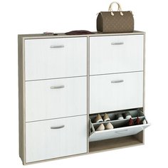 Обувница MfMaster Милан-30 , размер (ШхГ): 120х20 см , цвет: дуб сонома/белый МФ Мастер