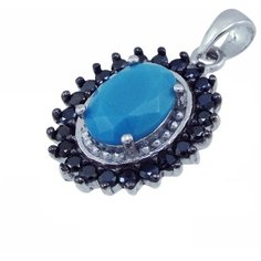 Balex Подвеска 3405937340 из серебра 925 пробы с бирюзой реконструированной и фианитом