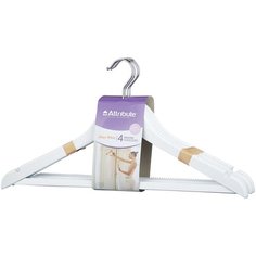 Вешалка Attribute Siluet набор 4 шт белый