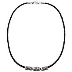 Balex Колье 9446920008 из серебра 925 пробы с кожей, 50 см, 24.04 г