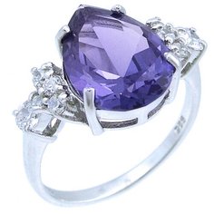 Balex Кольцо 1405937771 из серебра 925 пробы с александритом синтетическим и фианитом, размер 17