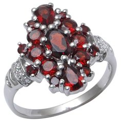 Balex Кольцо 1410931500 из серебра 925 пробы с гранатом природным и фианитом, размер 20