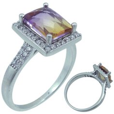 Balex Кольцо 1405937438 из серебра 925 пробы с аметрином синтетическим и фианитом, размер 20