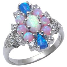 Balex Кольцо 1410931499 из серебра 925 пробы с опалом и фианитом, размер 19