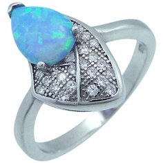 Balex Кольцо 1405937534 из серебра 925 пробы с опалом и фианитом, размер 17.5