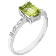 Balex Кольцо 1410931413 из серебра 925 пробы с хризолитом природным и фианитом, размер 18