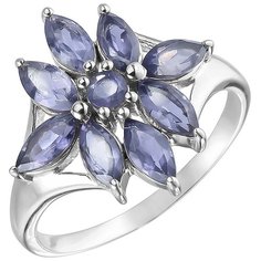 Balex Кольцо 1410931756 из серебра 925 пробы с иолитом природным, размер 18