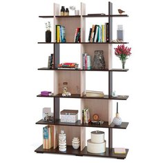 Стеллаж СОКОЛ СТ-6 24 полки, материал: ЛДСП, ШxГxВ: 120х35.6х198.2 см, венге/деб беленый