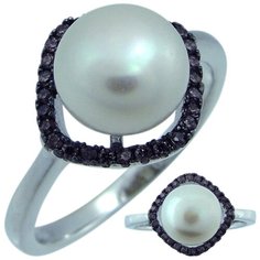Balex Кольцо 1405937485 из серебра 925 пробы с жемчугом культивированным и фианитом, размер 17
