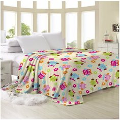 Плед Guten Morgen Веселые совушки (неон), 150 x 200 см, бежевый