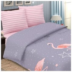 Комплект постельного белья "Pastel" поплин, 100% хлопок, пл. 118 гр./кв.м "Фламинго" размер 2.0 евро простыня Традиция