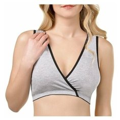 04905 Майка укороченная для кормящих женщин "ФЭСТ" размер (158,164-100-106) серый меланж/черный