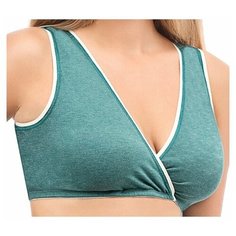 04905 Майка укороченная для кормящих женщин "ФЭСТ" размер (158,164-100-106) зеленый меланж/кремовый