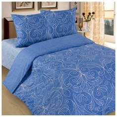 Комплект постельного белья "Традиция" из бязи, "Жемчужина (голубая)" ; Размер: Евро