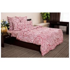 Постельное белье "Ночь нежна" из поплина; Таксим красный; размер Семейный наволочки 50 х 70