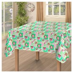 Скатерть "Ассорти" рогожка, 100 % хлопок, "Пэчворк (Зелёный)" размер 145 х 180 Традиция