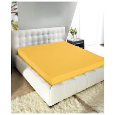 Простыня на резинке трикотажная Yellow, без рисунка, желтый ; Размер: 200 х 200 Guten Morgen