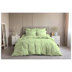 Постельное белье "Ночь нежна" из поплина; Авокадо; размер 2.0 евро простыня наволочки 70 х 70