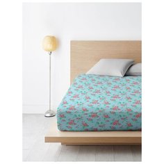 Простыня на резинке из бязи, "Ночь Нежна"; Лили Марлен зеленая; размер 120 х 200