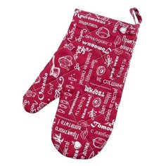 Рукавичка-прихватка "Правила кухни" рогожка, Вишня; размер 30 х 17 Традиция