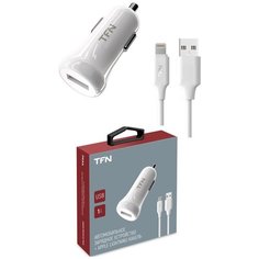 Автомобильное зарядное устройство TFN 1А + 8 pin, белый