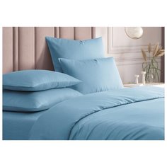 Простыня сатин Blue, без рисунка, синий ; Размер: Евро макси Guten Morgen